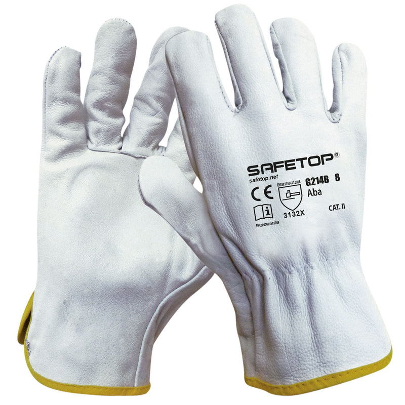 X12 GANT CUIR GRAINÉ BLANC, ABA (2,20€/U)