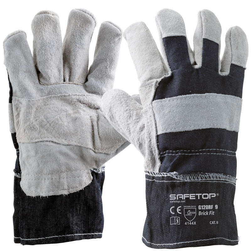 X12 GANTS TOILE DE COTON ET CUIR FENDU, BRICK FIT (1,55€/U)