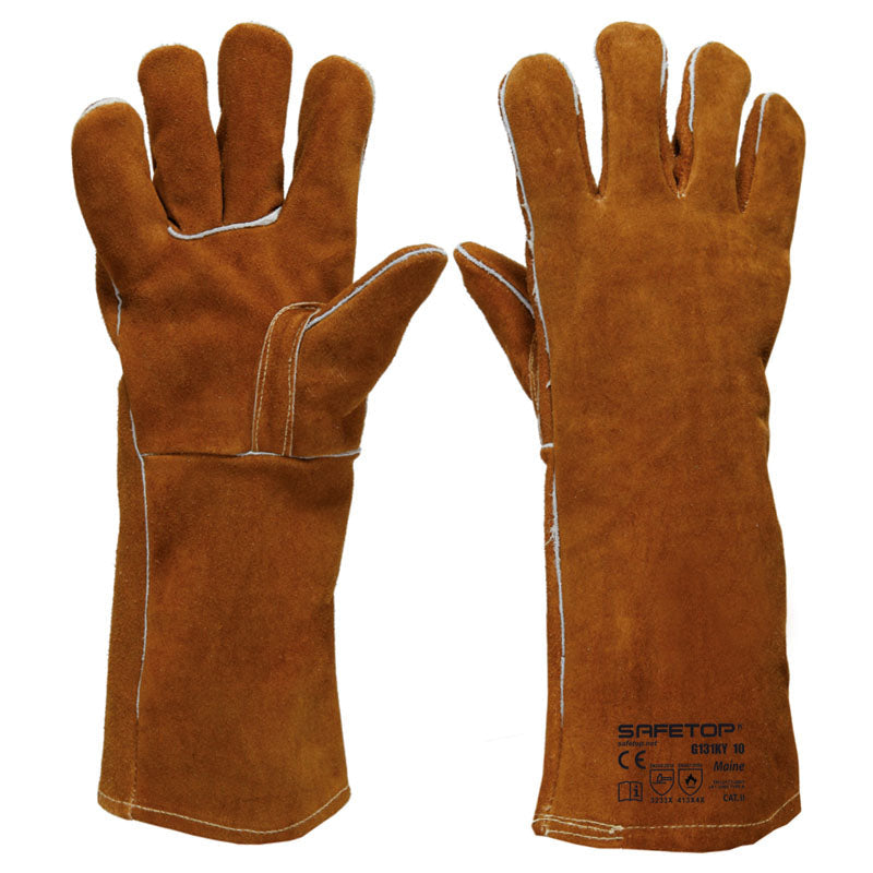 X12 GANTS DE SOUDURE CUIR RENFORCÉ 40CM, MAINE (6,40€/U)