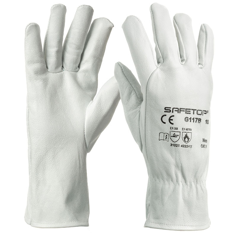 X12 GANTS EN CUIR FLEUR DE VACHE 250ºC EXTRALONG, NOS (3,65€/U)